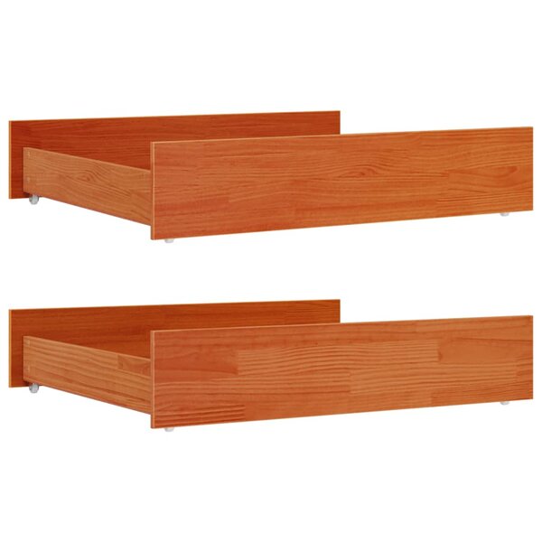 vidaXL Tiroirs de lit 2 Pièces cire marron bois de pin massif