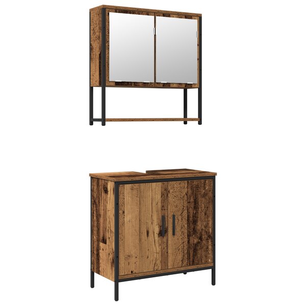 vidaXL Ensemble de meubles de salle de bain 2 pièces en bois ancien et en bois d'ingénierie
