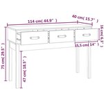 vidaXL Table console Noir 114x40x75 cm Bois massif de pin