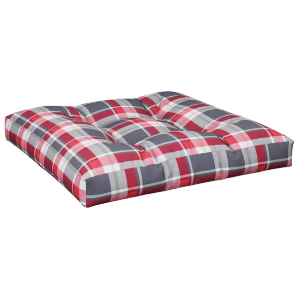 vidaXL Coussin de palette motif à carreaux rouge 70x70x12 cm tissu