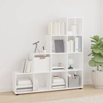 vidaXL Bibliothèque escalier Blanc brillant 142 cm Bois d'ingénierie