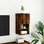 vidaXL Meuble TV avec lumières LED chêne fumé 30 5x30x60 cm