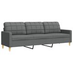 vidaXL Ensemble de canapés 3 Pièces avec repose-pied gris foncé tissu