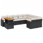 vidaXL Salon de jardin 10 Pièces avec coussins noir résine tressée