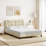 vidaXL Cadre de lit avec LED sans matelas crème 140x200 cm tissu