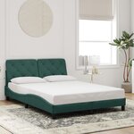 vidaXL Cadre de lit avec lumières LED vert foncé 140x190 cm velours