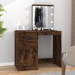 vidaXL Coiffeuse avec LED chêne fumé 90x50x132 5 cm bois d'ingénierie