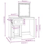 vidaXL Coiffeuse avec LED noir 90x50x132 5 cm bois d'ingénierie