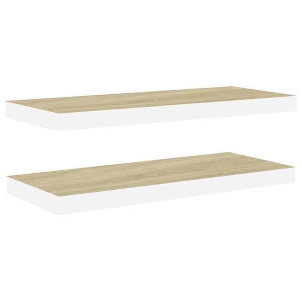 vidaXL Étagères flottantes 2 Pièces chêne et blanc 80x23 5x3 8 cm MDF