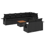 vidaXL Salon de jardin 9 Pièces avec coussins noir résine tressée
