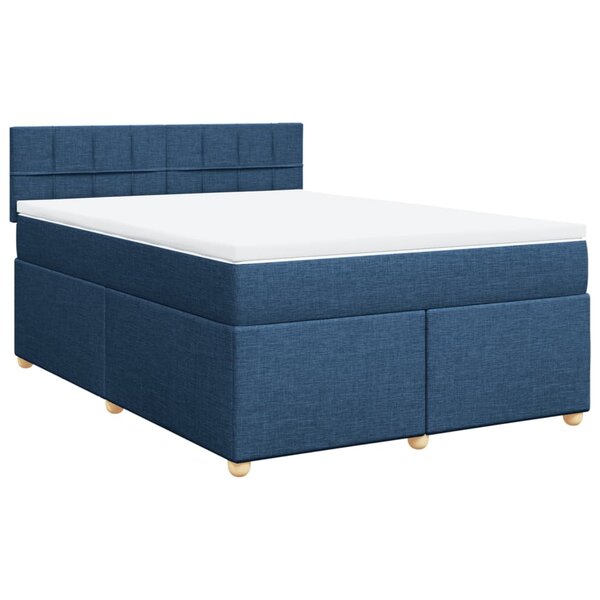 vidaXL Sommier à lattes de lit avec matelas Bleu 160x200 cm Tissu