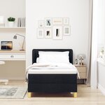 Lit à ressort avec matelas vidaXL Noir 90x200 cm en tissu