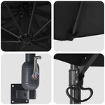 vidaXL Parasol de terrasse Noir Polyester  Acier enduit de poudre Grand