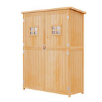 Abri de jardin armoire de jardin remise pour outils sur pied dim. 128L x 50l x 164H cm 2 étagères 2 portes 2 fenêtres toit bitumé étanche bois massif sapin pré-huilé