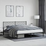 vidaXL Cadre de lit métal sans matelas et tête de lit noir 180x200 cm