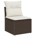 vidaXL Ensemble de canapé de jardin 10 pièces avec coussins en rotin poly marron