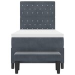 vidaXL Lit à Ressorts avec Matelas & Banc Gris Foncé 90x200 cm Velours