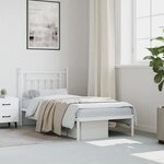 vidaXL Cadre de lit métal sans matelas avec tête de lit blanc 90x190cm