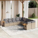vidaXL Salon de jardin avec coussins 10 Pièces beige résine tressée