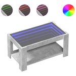 vidaXL Table basse avec LED gris béton 93x53x45 cm bois d'ingénierie