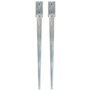 vidaXL Piquets au sol 2 Pièces Argenté 7x7x90 cm Acier galvanisé