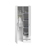 Armoire VARIA - blanc - 2 portes battantes + 2 tiroirs - 81 cm x 185 x 51 cm