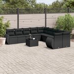 vidaXL Salon de jardin 11 Pièces avec coussins noir résine tressée