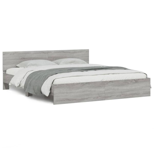 vidaXL Cadre de lit avec tête de lit sonoma gris 180x200 cm