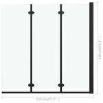 vidaXL Cabine de douche pliable 3 panneaux ESG 130x138 cm Noir