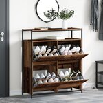 vidaXL Cabinet à chaussures avec 4 tiroirs à rabat en bois ancien 100x34x112 cm