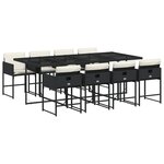 vidaXL Ensemble à manger de jardin 9Pièces coussins noir résine tressée