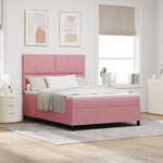Lit à ressort vidaXL avec matelas et LED rose 140x190 cm velours