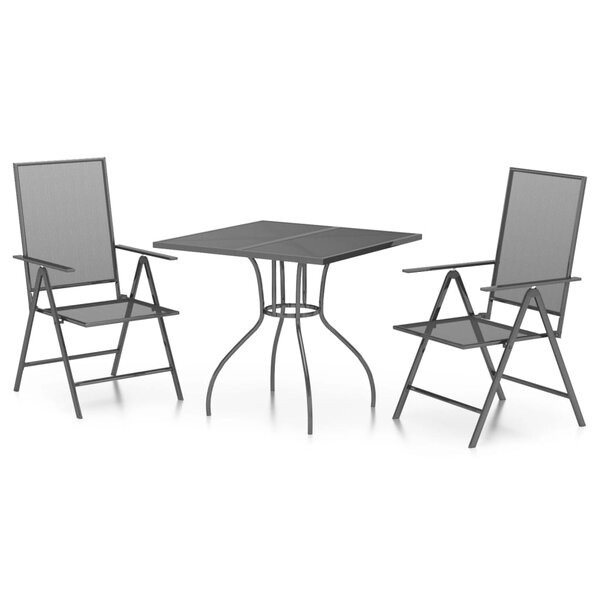 vidaXL Ensemble à manger de jardin 3 Pièces anthracite acier