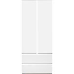 Armoire IMAGE7 - 2 portes + 2 tiroirs - Blanc Mat - 80 x 191 x 40 cm
