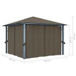 vidaXL Tonnelle avec rideau et lumières LED 3x3 m Taupe Aluminium