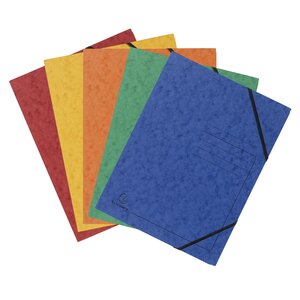 Pack De 5 Chemises À Élastique Sans Rabats Carte Lustrée 355gm2 - A4 - Couleurs Assorties - X 5 - Exacompta