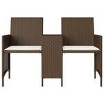 vidaXL Canapé de jardin 2 places avec table et tabourets marron rotin