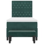 vidaXL Lit à ressort avec matelas et banc vert foncé 90x200 cm en velours