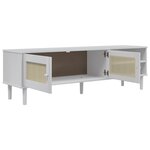 vidaXL Meuble TV SENJA aspect rotin blanc 158x40x49cm bois massif pin