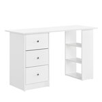 Bureau table secrétaire poste de travail informatique plat de bois mélaminé blanc 120 x 49 x 72 cm 03_0001179
