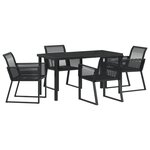 vidaXL Ensemble de repas de jardin de 5 pièces Rattan Poly Noir