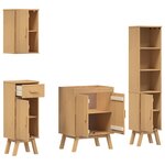 Set de meubles de salle de bain en bois massif de pin de 4 pièces vidaXL