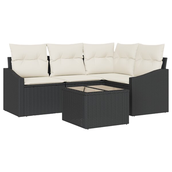 vidaXL Ensemble de Canapé de Jardin de 4 Pièces avec Coussins en Rotin Poly Brown