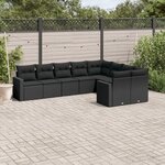 vidaXL Salon de jardin 9 Pièces avec coussins noir résine tressée