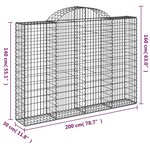 vidaXL Paniers à gabions arqués 7 Pièces 200x30x140/160 cm Fer galvanisé