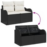 Ensemble de canapé jardin 7 pièces avec coussins en polyester noir poly rotin