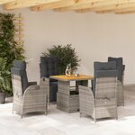 vidaXL Ensemble à manger de jardin 5 Pièces coussins gris résine tressée