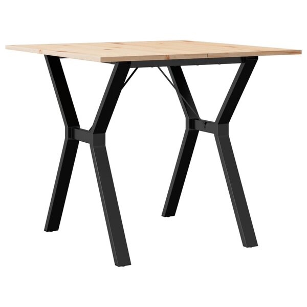vidaXL Table à manger cadre en Y 90x90x75 cm bois de pin massif acier