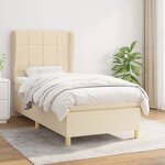 vidaXL Sommier à lattes de lit avec matelas Crème 100x200 cm Tissu
