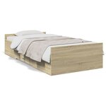 vidaXL Cadre de lit et tiroirs chêne sonoma 90x200cm bois d'ingénierie